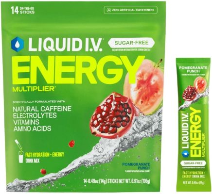 Liquid I.V. Hydration Multiplier Sugar-Free + Energy Pomegranate Punch Electrolyte Powder Drink Mix (14 Servings) wholesale