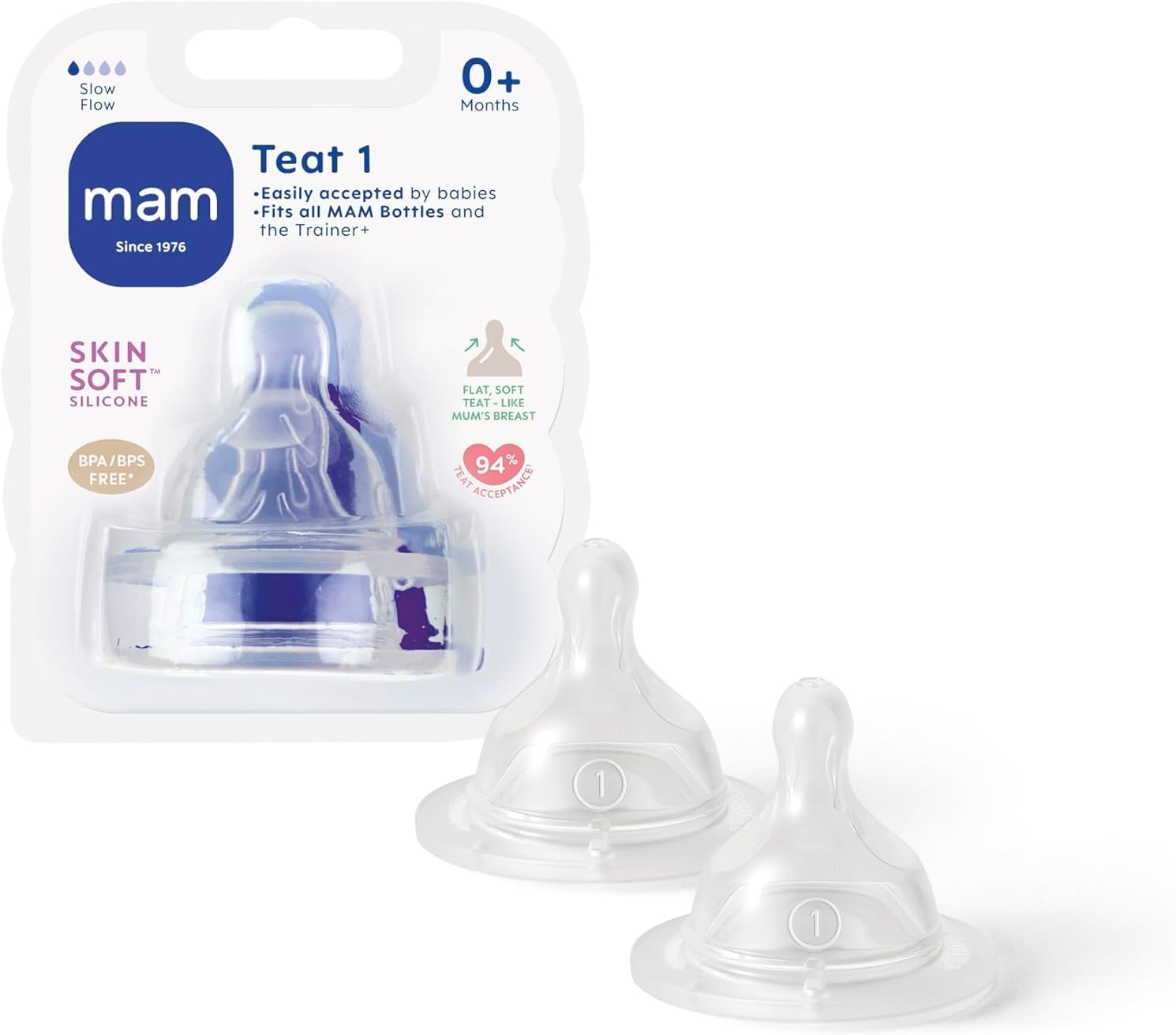 MAM Teats Size 1 | 2 Pack | Slow Flow