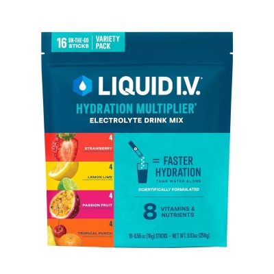 Liquid I.V. Hydration Multiplier Variety Pack – Lemon Lime, Passion Fruit, Strawberry & Tropical Punch Electrolyte Powder Drink Mix (16 Servings) wholesale