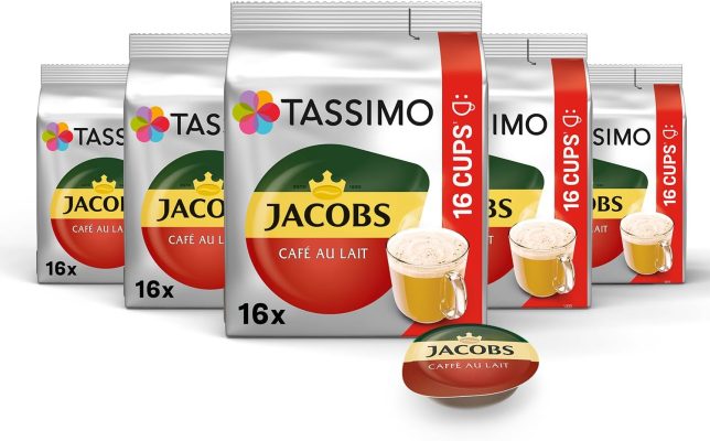 Tassimo Jacobs Café Au Lait Coffee Pods x16 (Pack of 5, Total 80 Drinks) wholesale