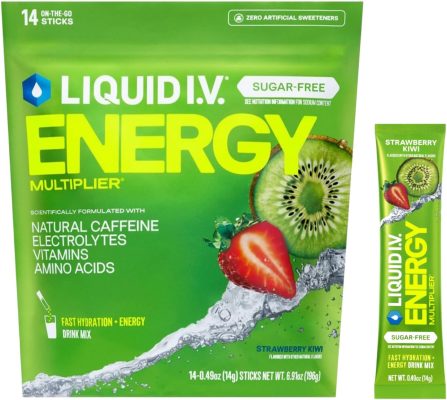 Liquid I.V. Hydration Multiplier Sugar-Free + Energy Strawberry Kiwi Electrolyte Powder Drink Mix (14 Servings) wholesale