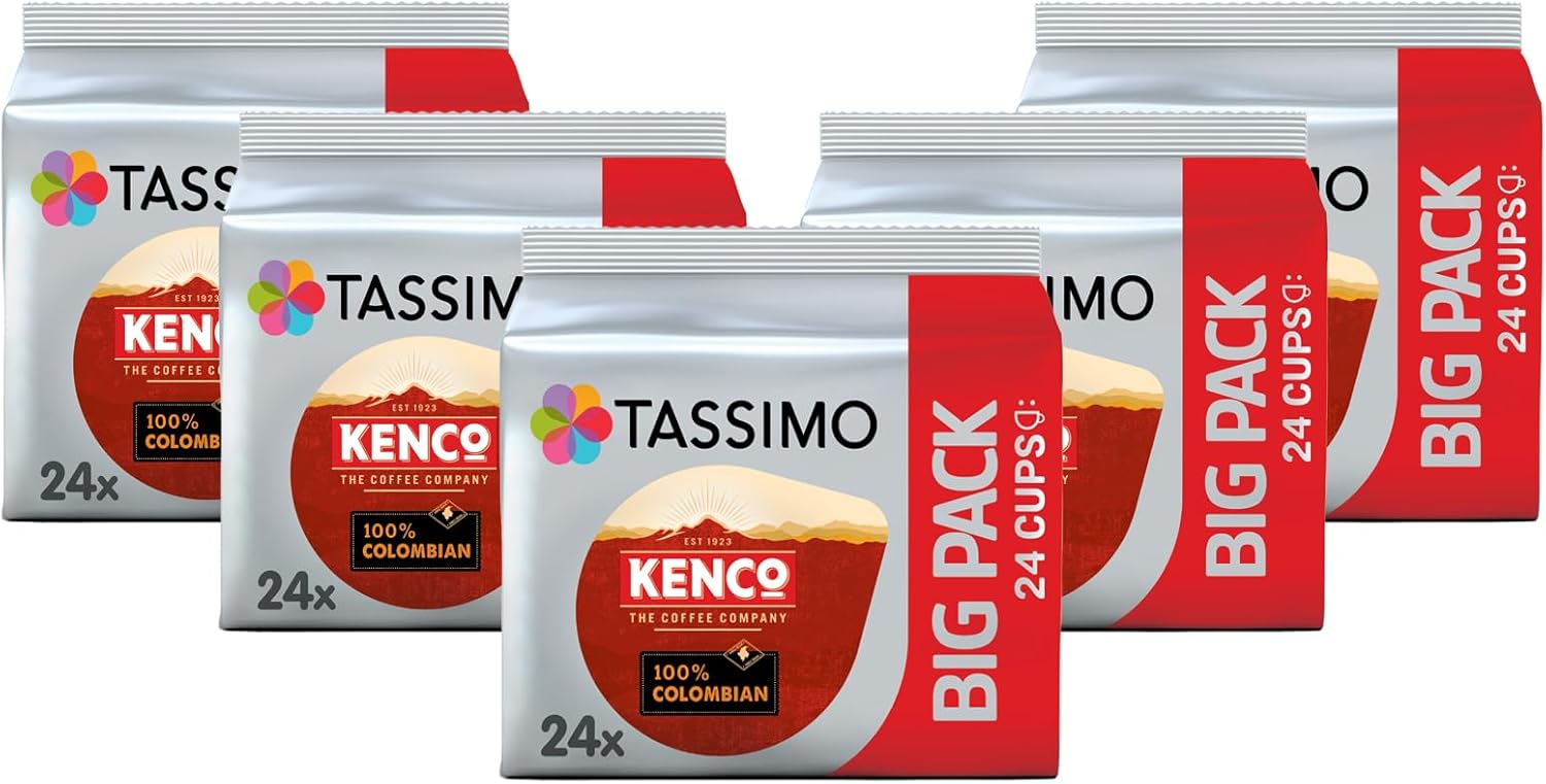 Tassimo Kenco Colombian Coffee Pods X24 (Pack of 5, Total 120 Drinks)