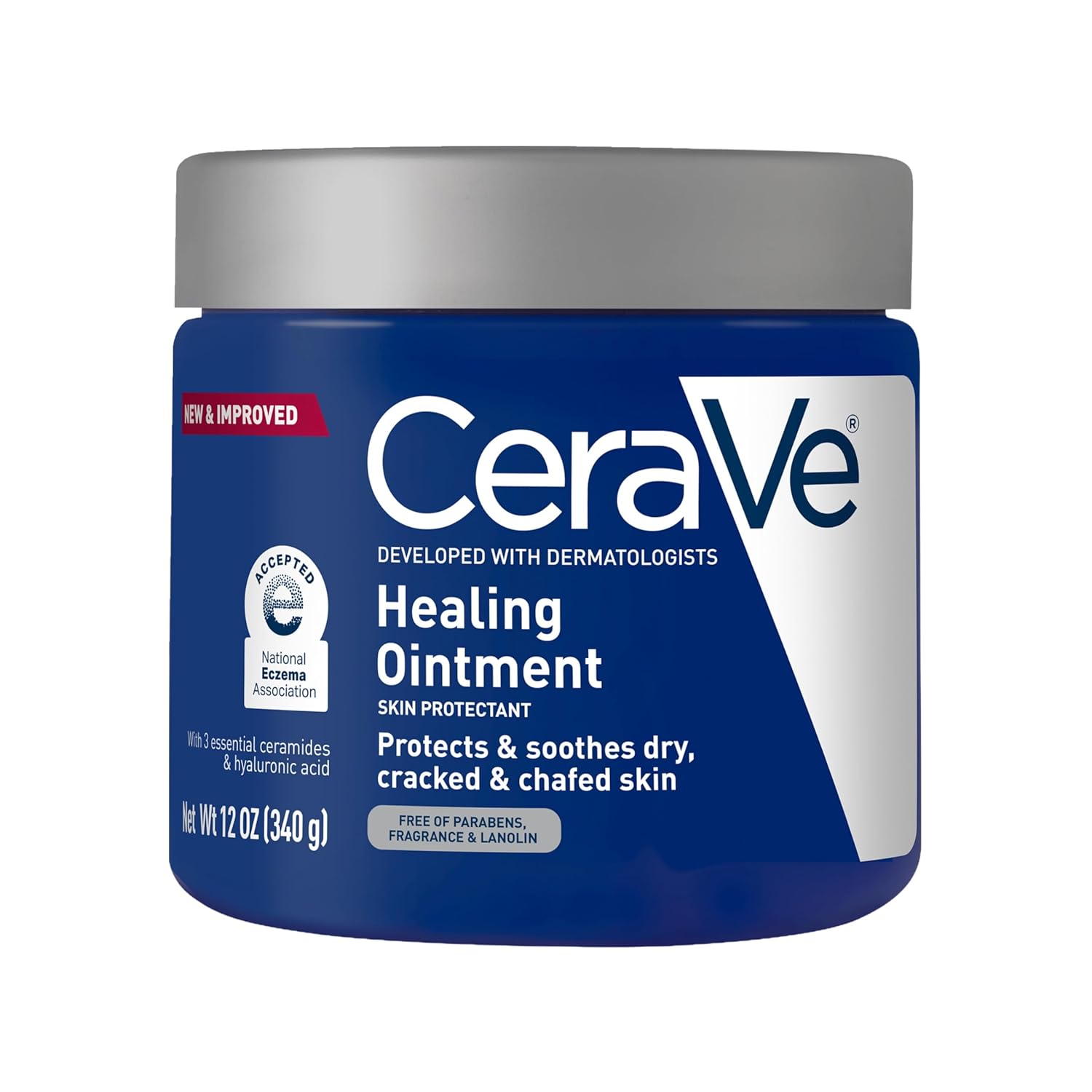 CeraVe Healing Ointment, Hydrating Skin Protectant With Petrolatum, Hyaluronic Acid & Ceramides, 12 oz / 340 g