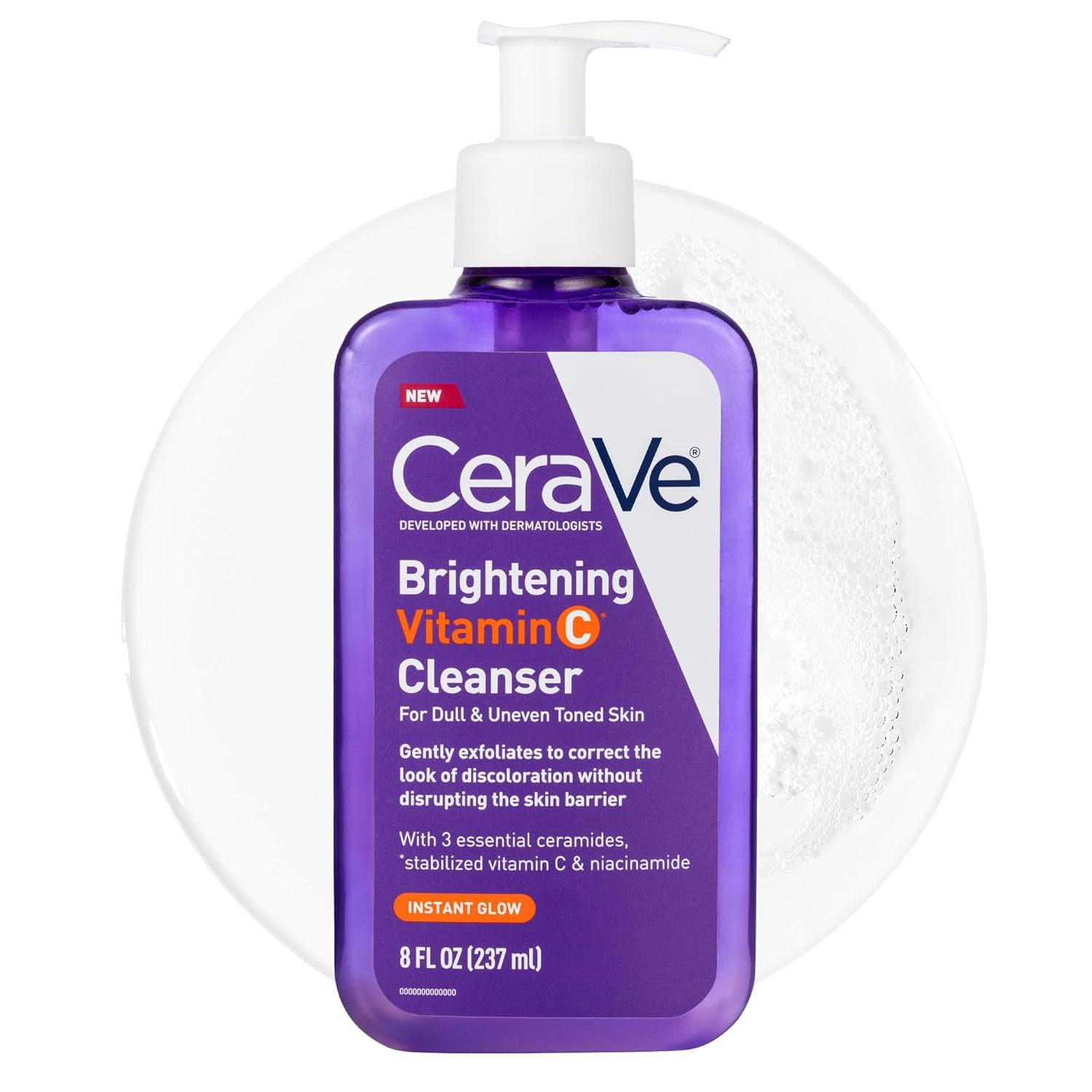 CeraVe Brightening Vitamin C Facial Cleanser, 8 fl oz / 237 ml
