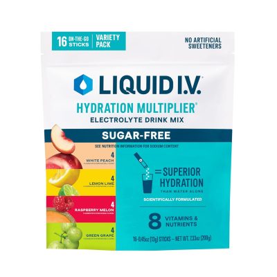 Liquid I.V. Hydration Multiplier Sugar-Free Variety Pack – Raspberry Melon, Lemon Lime, White Peach & Green Grape Electrolyte Powder Drink Mix (16 Servings) wholesale
