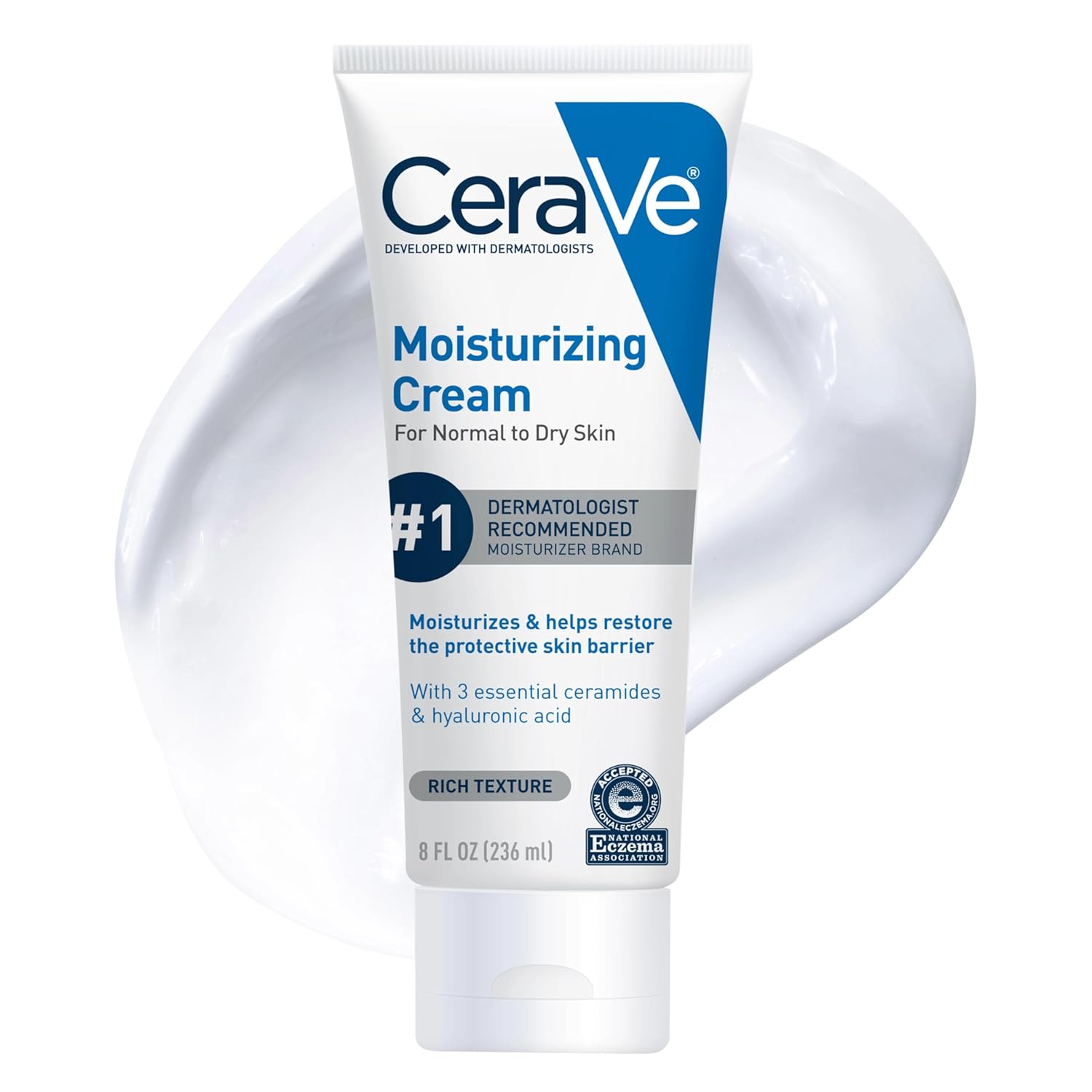 CeraVe Moisturizing Cream, Face & Body Moisturizer, Normal to Dry Skin, 8 fl oz / 236 ml