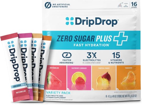 DripDrop Zero Sugar Electrolyte Drink Mix Variety Pack 16 Sticks wholesale