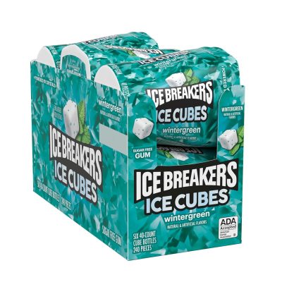 ICE BREAKERS Ice Cubes Wintergreen Flavored Sugar Free Chewing Gum Bottles, 3.24 oz (6 Count, 40 Pieces) wholesale