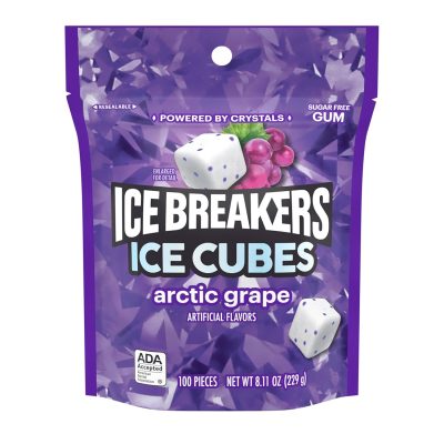 ICE BREAKERS Ice Cubes Arctic Grape Flavored Sugar Free Chewing Gum Pouch 8.11 oz (100 Pieces) wholesale