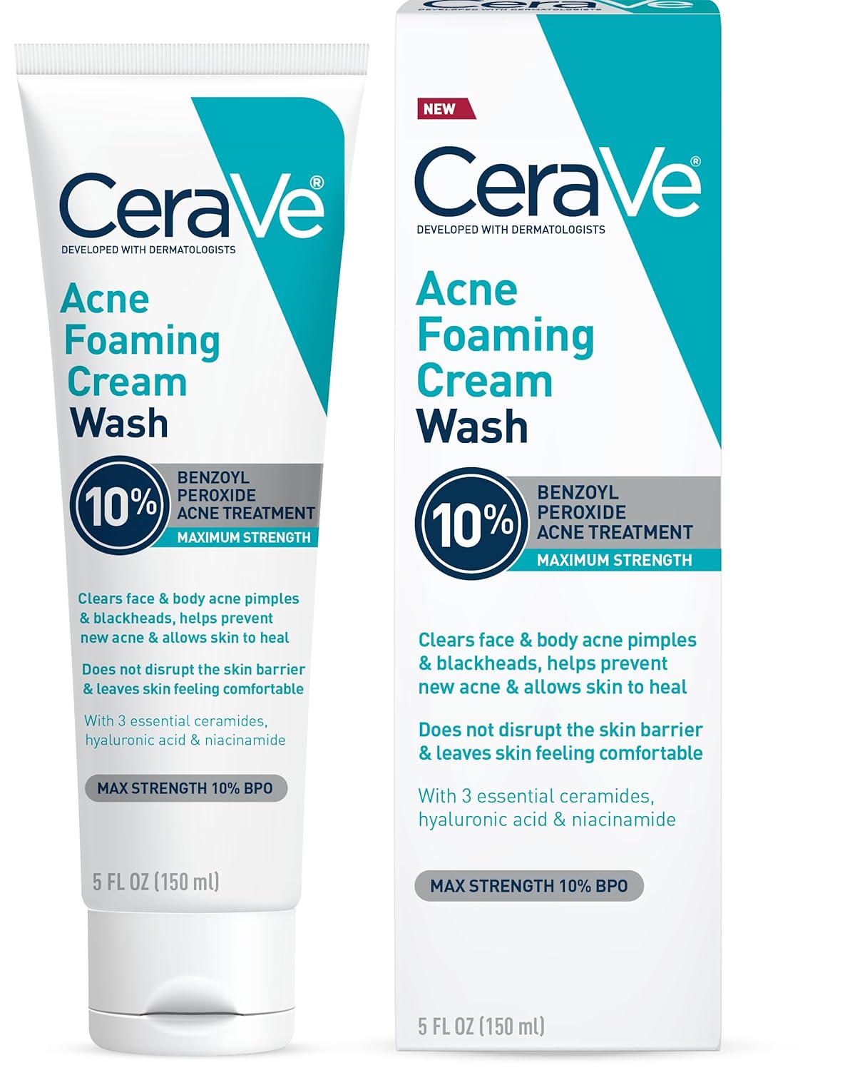 CeraVe Acne Foaming Cream Wash, 5 fl oz / 150 ml
