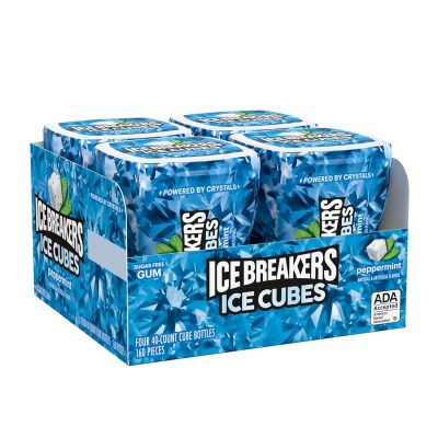 ICE BREAKERS Ice Cubes Peppermint Sugar Free Chewing Gum Bottles 3.24 oz (4 Count, 40 Pieces) wholesale