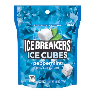ICE BREAKERS Ice Cubes Peppermint Sugar Free Chewing Gum Pouch 8.11 oz (100 Pieces) wholesale
