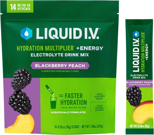 Liquid I.V. Hydration Multiplier +Energy Blackberry Peach Electrolyte Powder Drink (14 Servings)