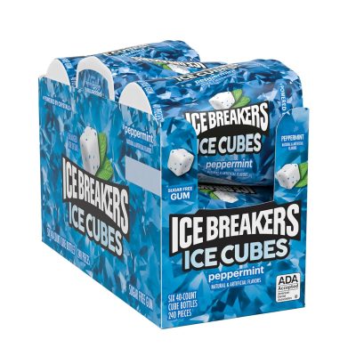 ICE BREAKERS Ice Cubes Peppermint Flavored Sugar Free Chewing Gum Bottles 3.24 oz (6 Count, 40 Pieces) wholesale