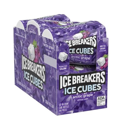 ICE BREAKERS Ice Cubes Arctic Grape Sugar Free Chewing Gum Bottles 3.24 oz (6 Count, 40 Pieces) wholesale