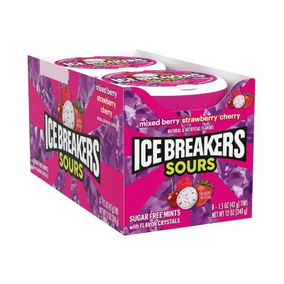 ICE BREAKERS Sours Assorted Fruit Flavored Sugar Free Mints Tin 1.5 oz (Pack of 8) wholesale
