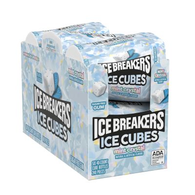 ICE BREAKERS Ice Cubes Mint Crystal Sugar Free Chewing Gum Bottles 3.24 oz (6 Count, 40 Pieces) wholesale