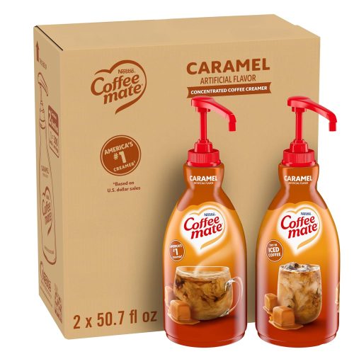 Nestle Coffee mate Coffee Creamer, Caramel, Liquid Concentrate Pump Bottle 50.7 fl oz (Pack of 2)