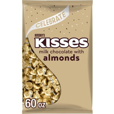 HERSHEY'S KISSES Milk Chocolate with Almonds Candy Bulk Bag 60 oz wholesale