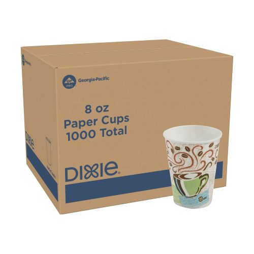 Dixie PerfecTouch 8 Oz Paper Coffee Cups by GP PRO, Coffee Haze Design, Model 5338CD, 1,000 Count (50 Cups Per Sleeve, 20 Sleeves Per Case)