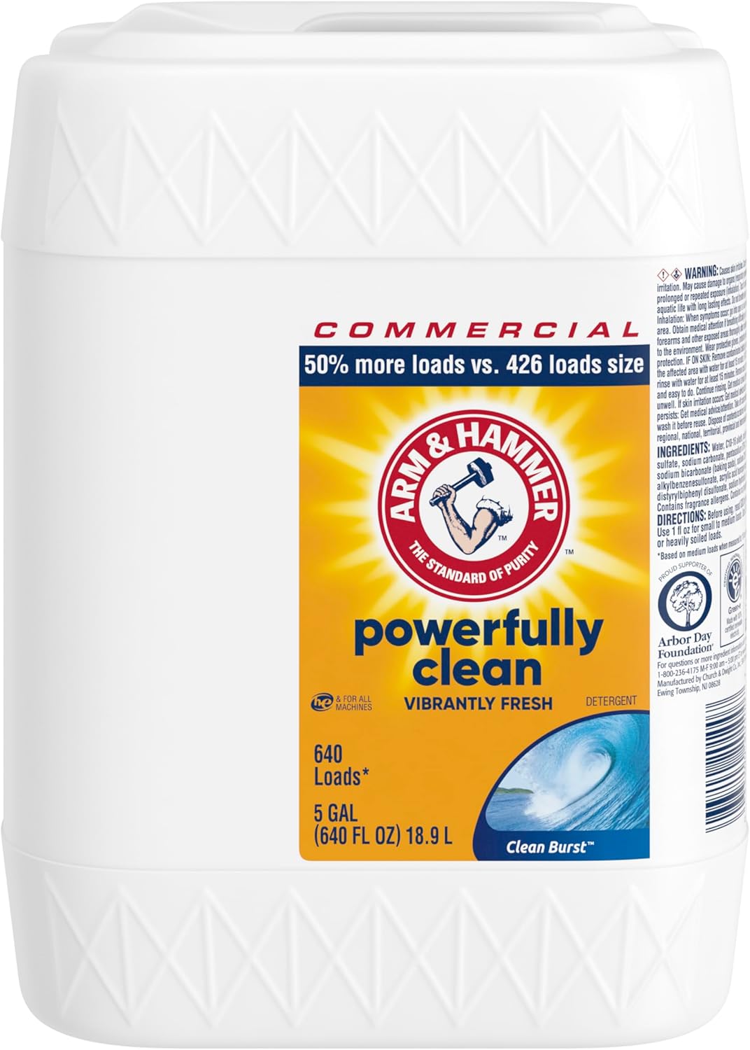 Arm & Hammer Liquid Laundry Detergent Professional, Clean Burst, 5 Gallon, 640 Loads