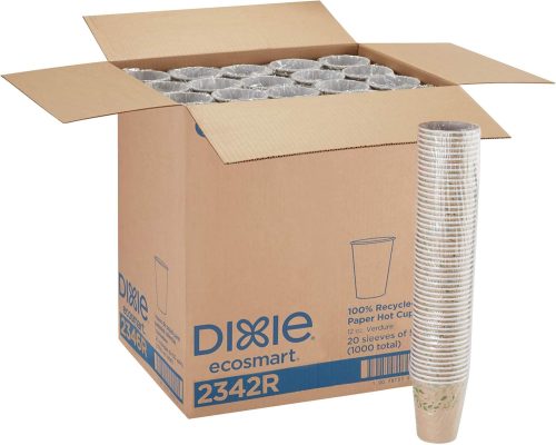 Dixie EcoSmart 12 Oz 100% Recycled Fiber Coffee Cups by GP PRO, Model 2342R, 1,000 Count (50 Cups Per Sleeve, 20 Sleeves Per Case)