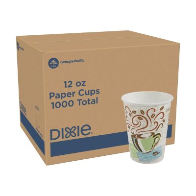 Dixie PerfecTouch 12 Oz Insulated Paper Hot Cups (New Coffee Design, Model 5342CD) 1,000 Total Count (50 Cups/Sleeve, 20 Sleeves/Case) wholesale