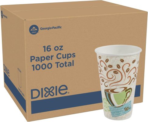 Dixie PerfecTouch 16 Oz Insulated Paper Hot Cups (New Coffee Design, Model 5356CD) 1,000 Total Count (50 Cups/Sleeve, 20 Sleeves/Case) wholesale