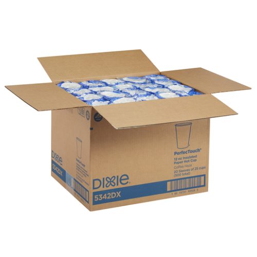 Dixie PerfecTouch Paper Hot Cups by GP PRO (Georgia-Pacific), Model DXE5342DXCT, 12 Oz, 500 Cups Per Carton (25 Cups Per Sleeve, 20 Sleeves Per Case)