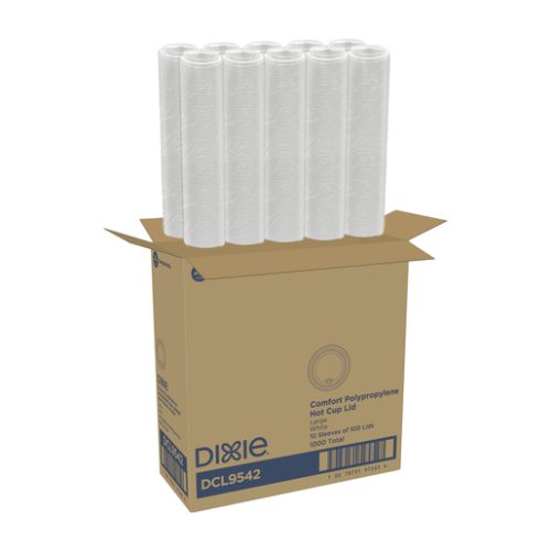 Dixie Reclosable Sliding Polypropylene Hot Cup Lids by GP PRO (Georgia-Pacific), Large, White, 1,000 Count (100 Lids Per Sleeve, 10 Sleeves Per Case)