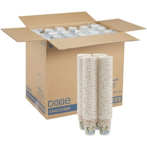 Dixie PerfecTouch 12 Oz Insulated Paper Hot Coffee Cups by GP PRO, Model 5342CDSBP, 160 Cups Per Pack, 6 Packs Per Carton