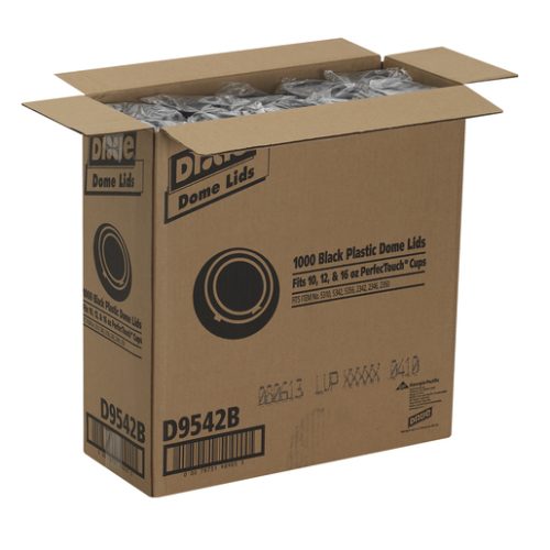 Dixie 10–16 Oz. Dome Hot Coffee Cup Lids by GP PRO (Georgia-Pacific), Black, Model D9542B, 1,000 Count (100 Lids Per Sleeve, 10 Sleeves Per Case)