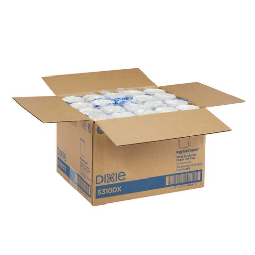 Dixie PerfecTouch 10 Oz Insulated Paper Hot Cups by GP PRO, Coffee Haze Design, Fit Large Lids, 500 Count (25 Cups Per Sleeve, 20 Sleeves Per Case)