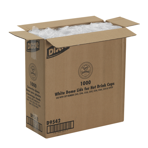 Dixie Dome Plastic Hot Cup Lids, Large 10–20 Ounce, White, Model D9542, 100 Lids Per Pack, 10 Packs Per Case