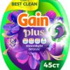 Gain Plus Flings Liquid Laundry Detergent Pods, Gain's Best Clean, All-In-One Pacs, Moonlight Breeze Scent, 45 Count
