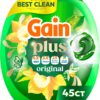 Gain Plus Flings Liquid Laundry Detergent Pacs, Gain's Best Clean, All-In-One, Original Scent, 45 Count