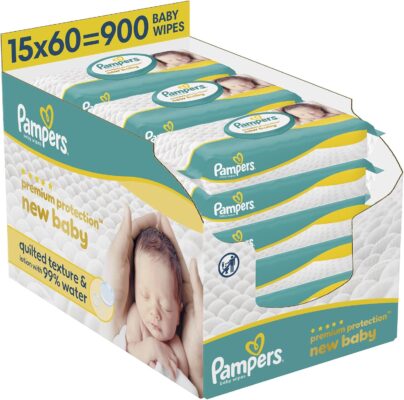 Pampers New Baby Wipes 15 Packs of 60 = 900 Baby Wipes wholesale