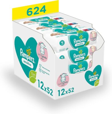 Pampers Sensitive Moisturized Wipes 12 Packs of 52 pieces = 624 Wipes wholesale