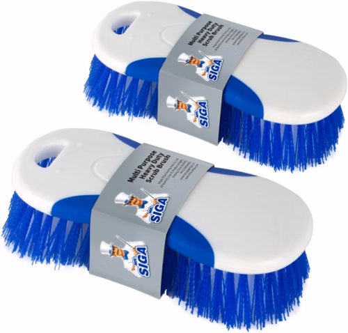 MR.SIGA Multi Purpose Heavy Duty Scrub Brush White & Blue- Pack of 2