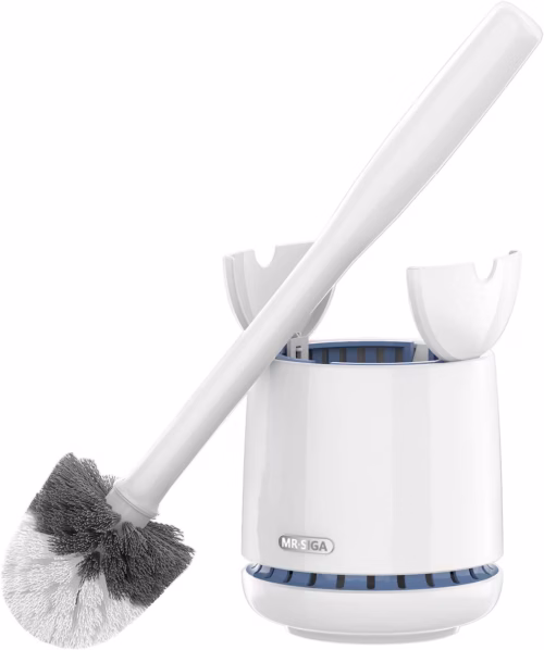 MR.SIGA Toilet Bowl Brush and Holder, Sturdy Long Handle, White, 1 Pack