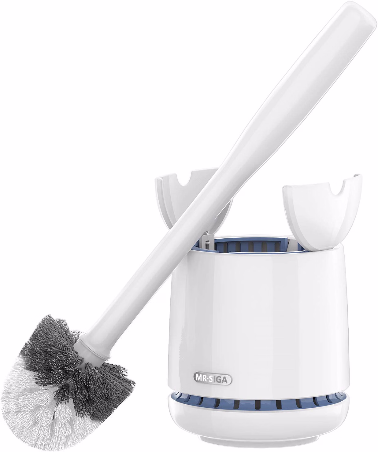 MR.SIGA Toilet Bowl Brush and Holder, Sturdy Long Handle, White, 1 Pack