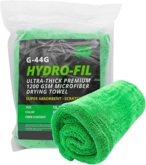 3D Hydro-FIL XL  Professional Grade Microfiber Towel  20” x 31.5”  ( Green)