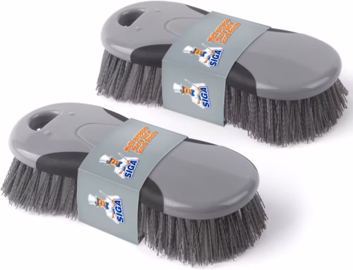 MR.SIGA Multi Purpose Heavy Duty Scrub Brush - Gray & Black Pack of 2