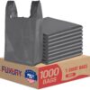 Fuxury 1000 Count Plastic Shopping Grocery T-shirt Bags Grey 11.5" x 6.5" x 21"