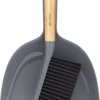 MR.SIGA Dustpan and Brush Set, Bamboo Handle, Gray, 1 Set