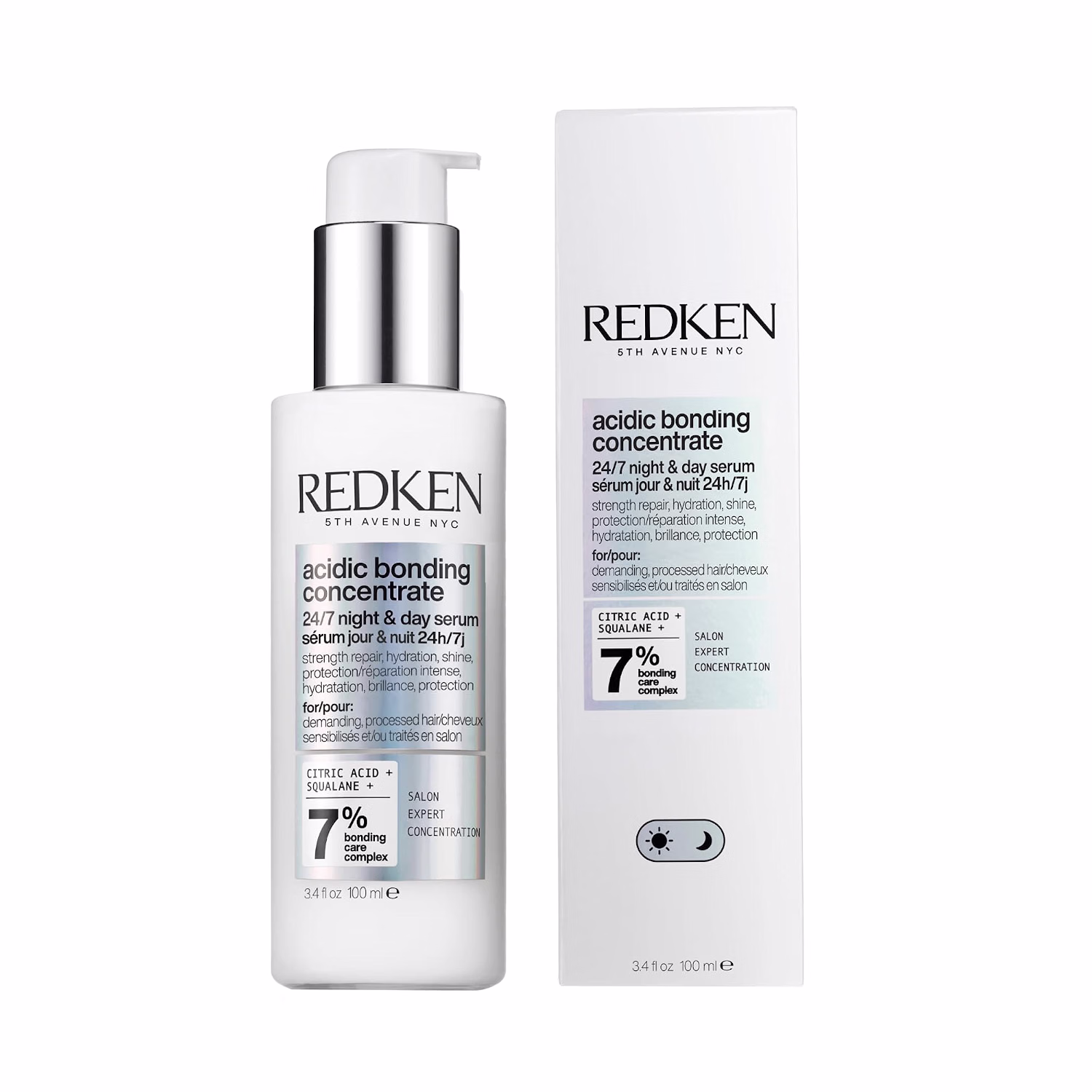 Redken Acidic Bonding Concentrate 24/7 Night & Day Serum For Damaged Hair 3.38 Fl Oz 100 ml