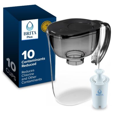 Brita Large 10 Cup Water Filter Pitcher, 1 BritaPlus Filter, Metro, Black wholesale