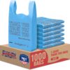 Fuxury Blue Plastic Thank You Grocery Shopping T-shirt Bags 1000 Count 11.5 x 6.5 x 21"