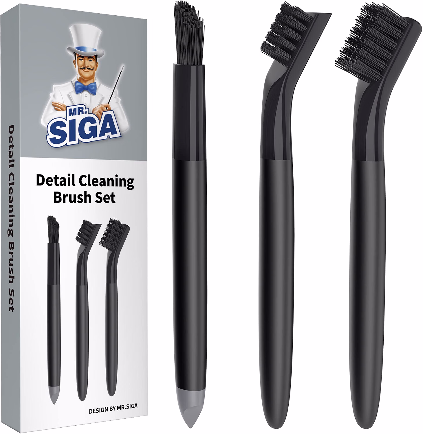 MR.SIGA Grout Cleaner Brush Set, Detail Cleaning Brush Set for Tiles, Sinks
