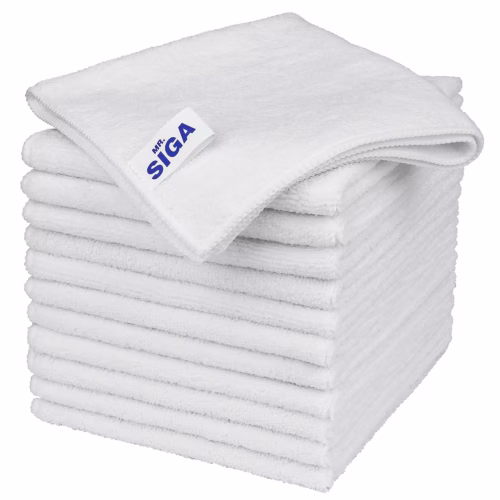 MR.SIGA Microfiber Cleaning Cloths, Streak Free Microfiber Towels, 12 Pack White 32 x 32 cm(12.6 x 12.6 inch)
